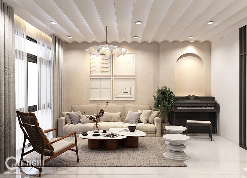 THIẾT KẾ NỘI THẤT PHÒNG KHÁCH HỢP PHONG THỦY CHO BIỆT THỰ